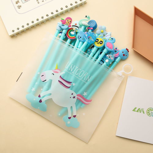 20支筆套裝獨角獸套裝筆可愛動物圖案少女心學(xué)生用品文具套裝